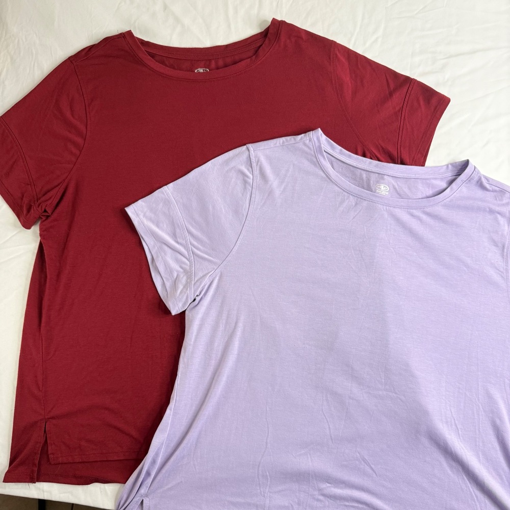 Athletic Works Womens 3XL Activewear Tee 2 Pack Red Lavender Pleated PBAWL49022